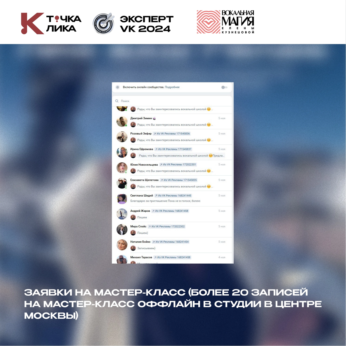 Как использовать инструменты для реализации интересных проектов?
Кейс: продвижение школы "Вокальная Магия" 🎶✨
Цель: привлечение участников на оффлайн мастер-классы по вокалу и продажа годовых абонемен... | Сетка — социальная сеть от hh.ru