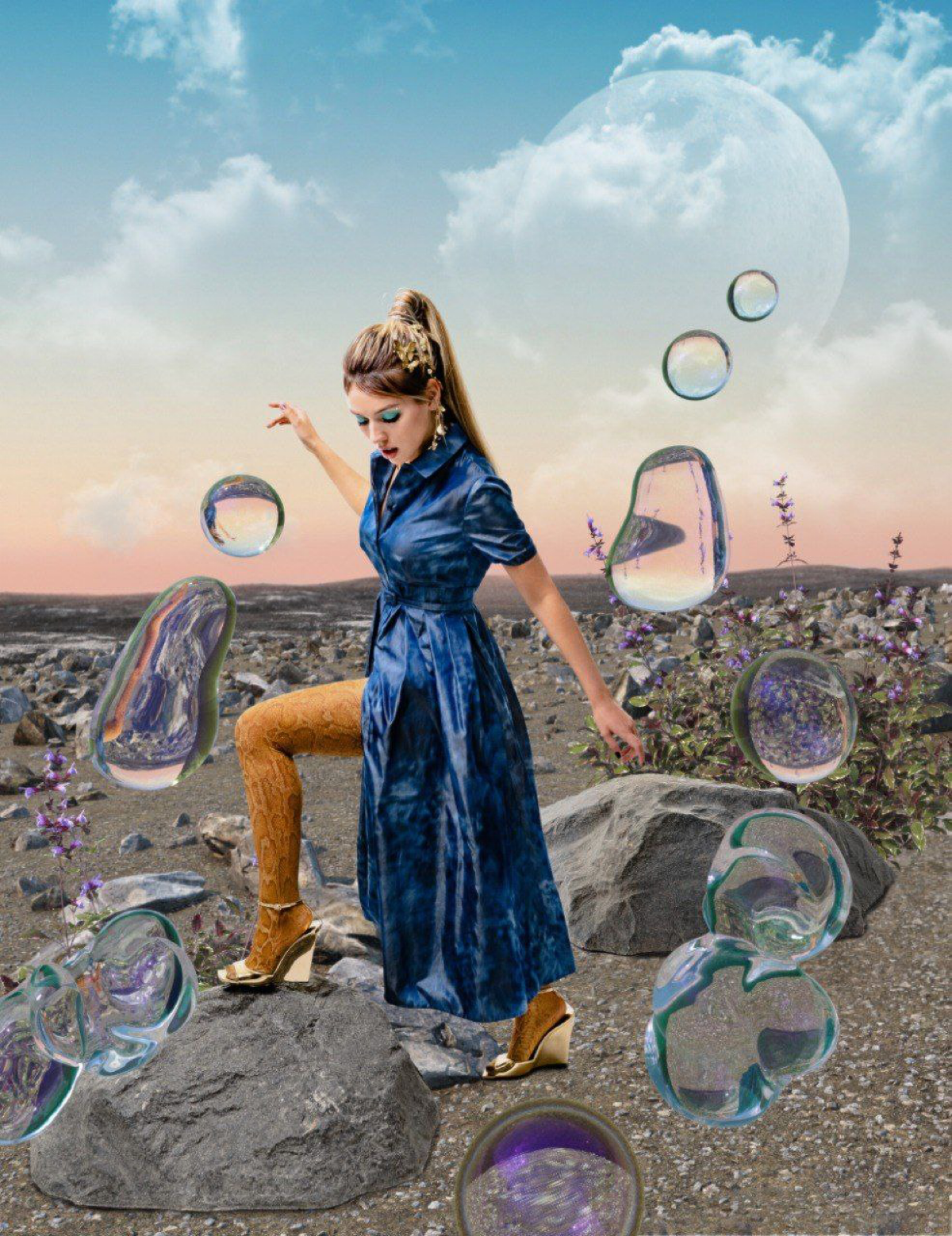 Пост-продакшн, 3D дизайн для печатного издания «ElleGirl Russia» и бренда «CLARINS» с певицей Люсей Чеботиной. Март 2022г | Сетка — социальная сеть от hh.ru