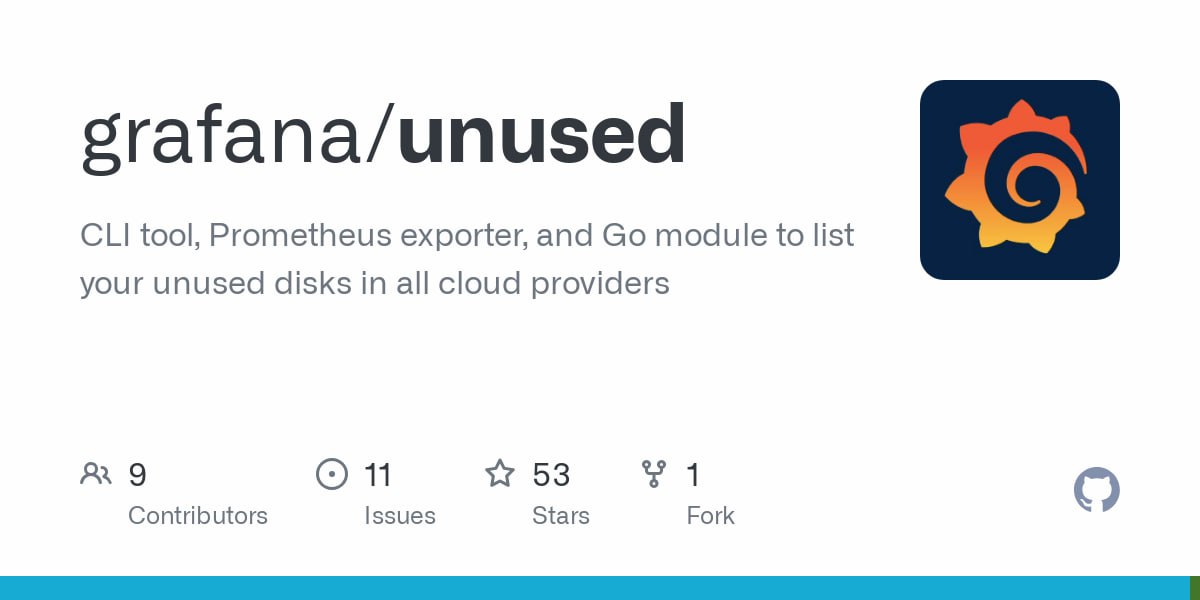 CLI tool, Prometheus exporter, and Go module to list your unused disks in all cloud providers
https://github.com/grafana/unused | Сетка — социальная сеть от hh.ru