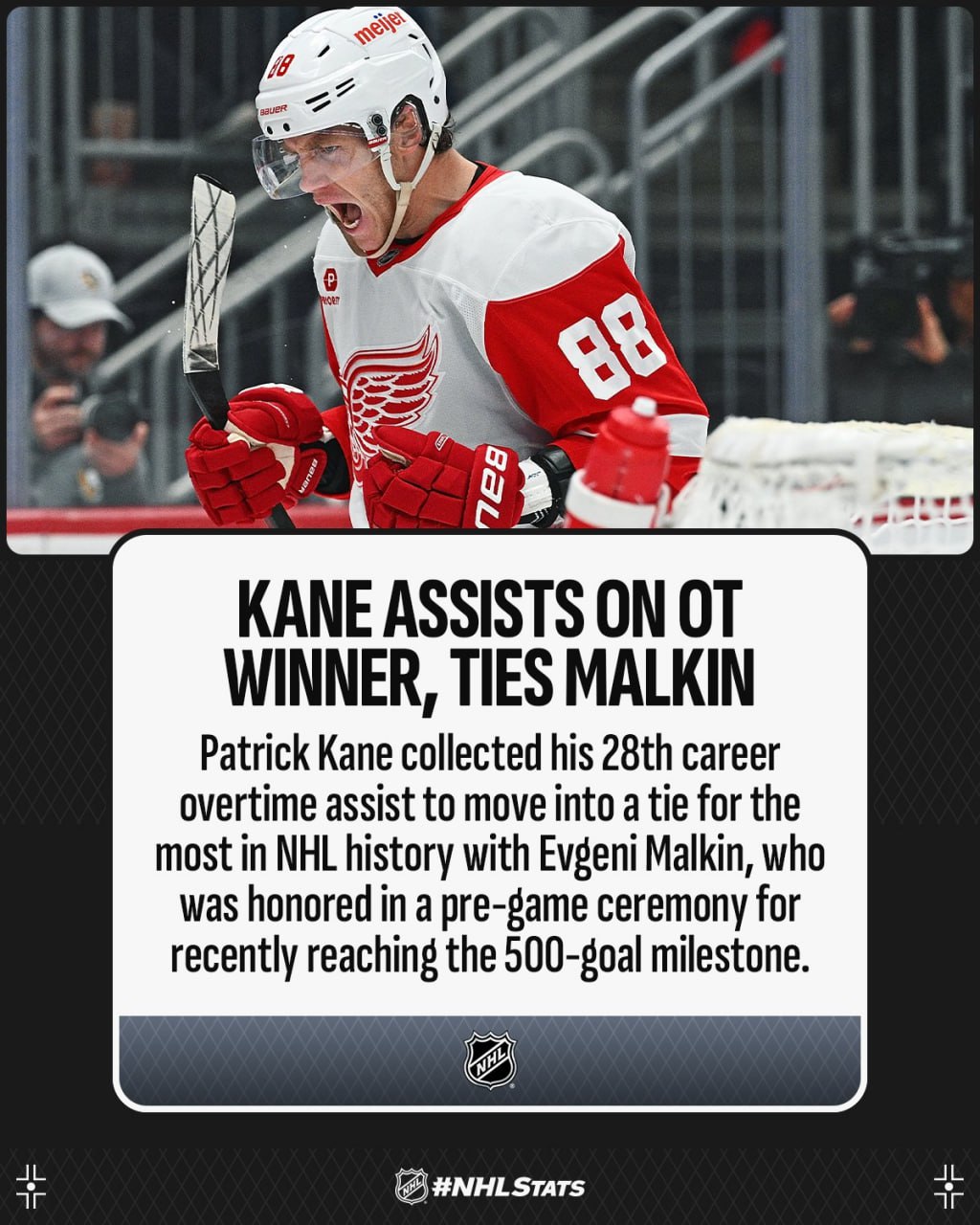 🚘 Однако, мистер Кейн хорош!
Он сравнялся с Малкиным по передачам в овертайме и теперь они возглавляют этот рейтинг.
Ну и наш любимый случайный символизм - случилось это в игре против Малкина и Ко | Сетка — социальная сеть от hh.ru