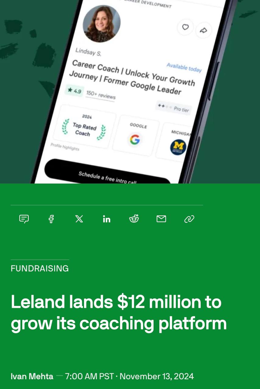 Стартап для коучинга Leland привлёк $12 млн финансирования. Приложение структурирует поиск консультаций, а также дисциплины, на которых специализируются коучи. По сути это поисковая база менторов | Сетка — социальная сеть от hh.ru