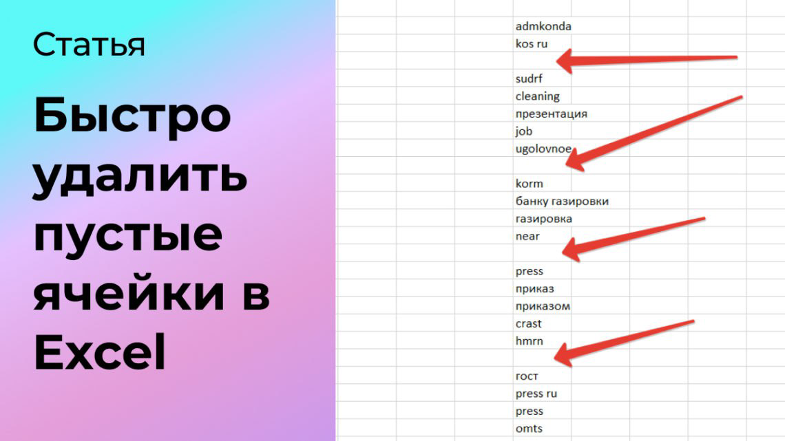 Как быстро удалить пустые ячейки в Excel и Гугл Таблицах | Сетка — социальная сеть от hh.ru