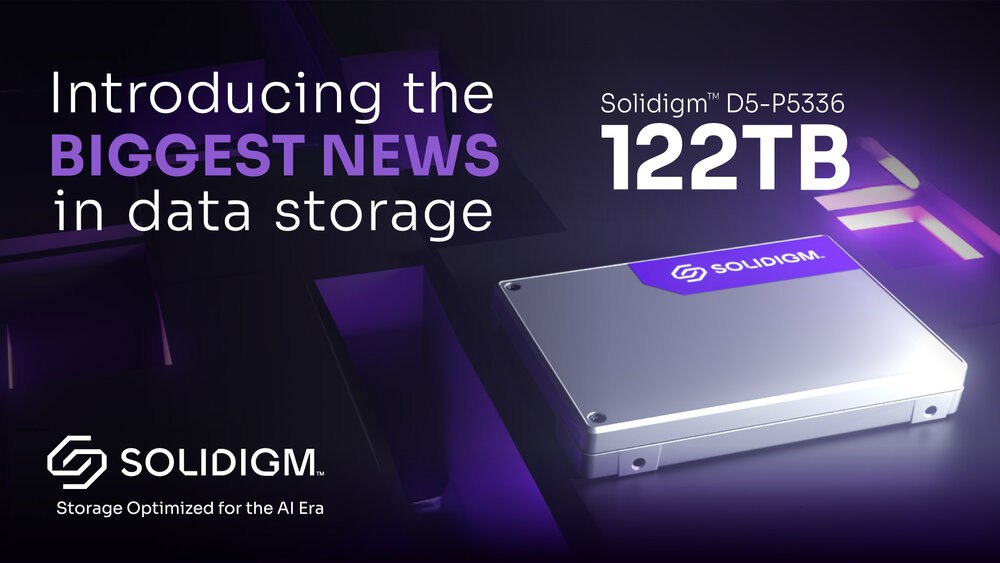 Solidigm представила вместительный SSD для дата-центров
Компания Solidigm анонсировала SSD серии D5-P5336 ёмкостью 122,88 Тбайт, самый вместительный в мире. Доступны версии в форм-факторах U.2 и E1.L | Сетка — социальная сеть от hh.ru