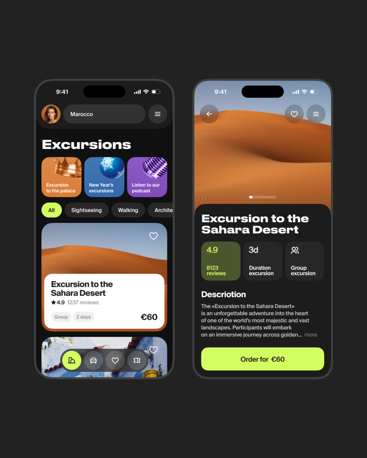 Приложение для заказа экскурсий 🗿
Смотреть на Dribbble | Сетка — социальная сеть от hh.ru