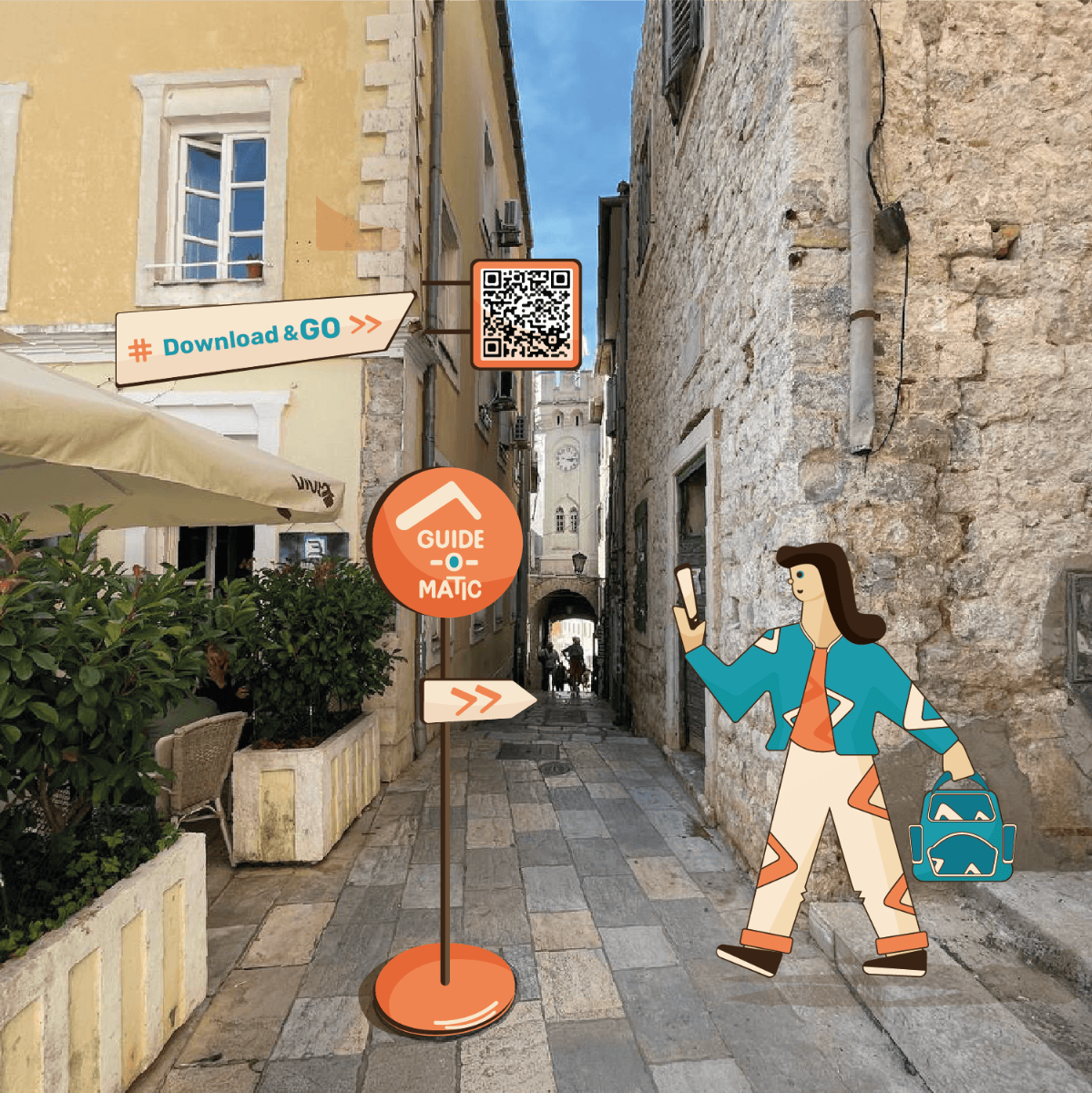 🥳 Представляю свою работу по бренд-стилю  для путеводителя и аудиогида GUIDE-O-MATIC по Черногории!
Тут я решила скомбинировать фотографию и иллюстрацию, и получился вот такой веселый фотостиль | Сетка — социальная сеть от hh.ru