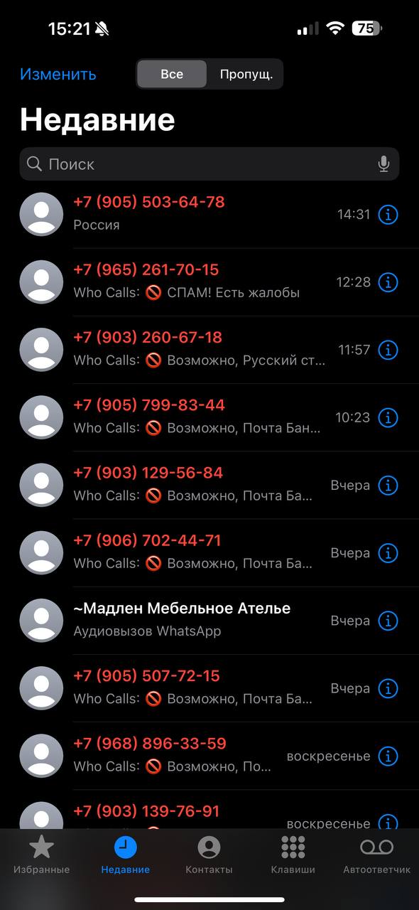 Как вы справляетесь со спам звонками? Расскажите очень интересно! У меня наплывами то нет ни одного, то вот как на скрине прорывает. | Сетка — социальная сеть от hh.ru