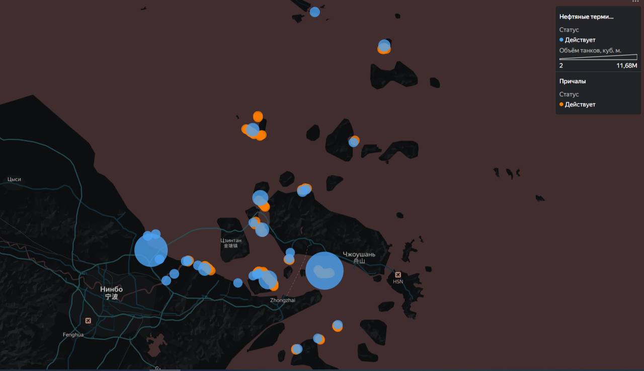 Карта нефтяных и нефтепродуктовых терминалов Чжоушаня
Чжоушань - взошедшая звезда мирового рынка бункеровки - является морскими воротами в Шанхай и Нинбо | Сетка — социальная сеть от hh.ru