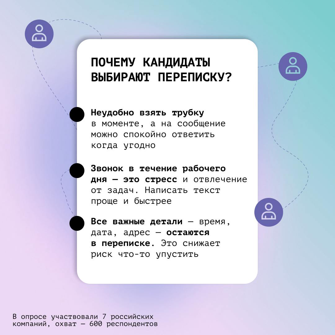 🤳 Рекрутеры ежедневно делают до 100 звонков, и до 70% из них так и остаются без ответа. Кандидаты думают: «Как надоел этот спам и мошенники» или «Да кто это мне названивает?» | Сетка — социальная сеть от hh.ru