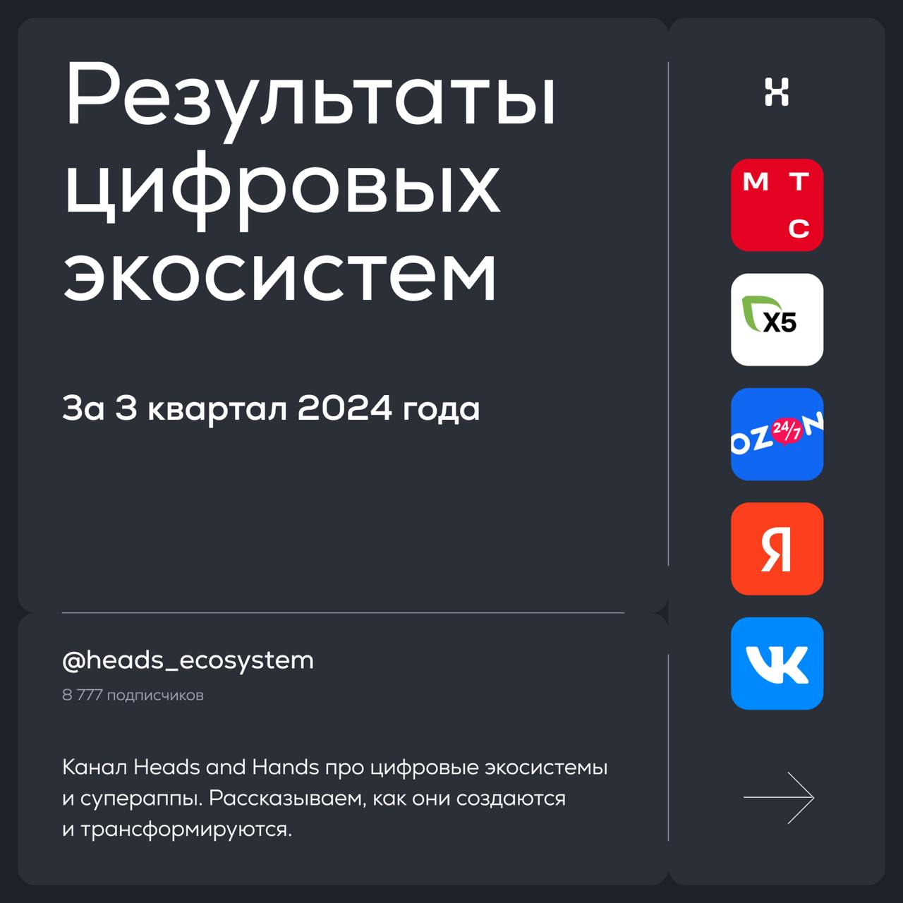 Результаты цифровых экосистем за 3 квартал 2024 года
Изучили все отчеты и собрали главные выводы в #экосистемныекарточки | Сетка — социальная сеть от hh.ru