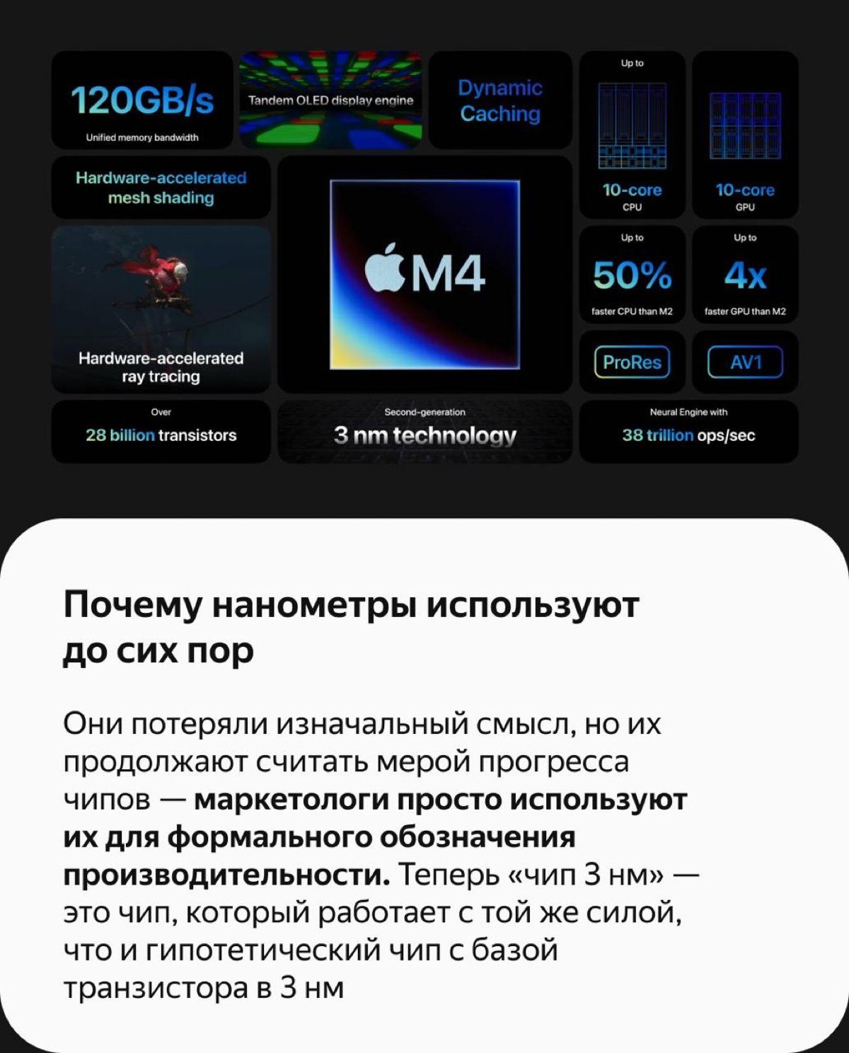 Когда технокомпании вроде Intel и Apple представляют новые чипы,они всегда делают фокус на уменьшение количества каких-то нанометров | Сетка — социальная сеть от hh.ru