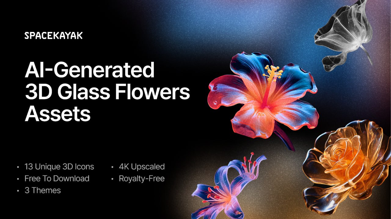 Glass Flowers 3D Assets — коллекция из 13 уникальных 3D-объектов, созданных с потрясающим эффектом полупрозрачных кристаллов
#шейпы #3D #текстуры #шейпы #ресурсы #дизайн #figma
❤️ Чат дизайнеров | Сетка — социальная сеть от hh.ru