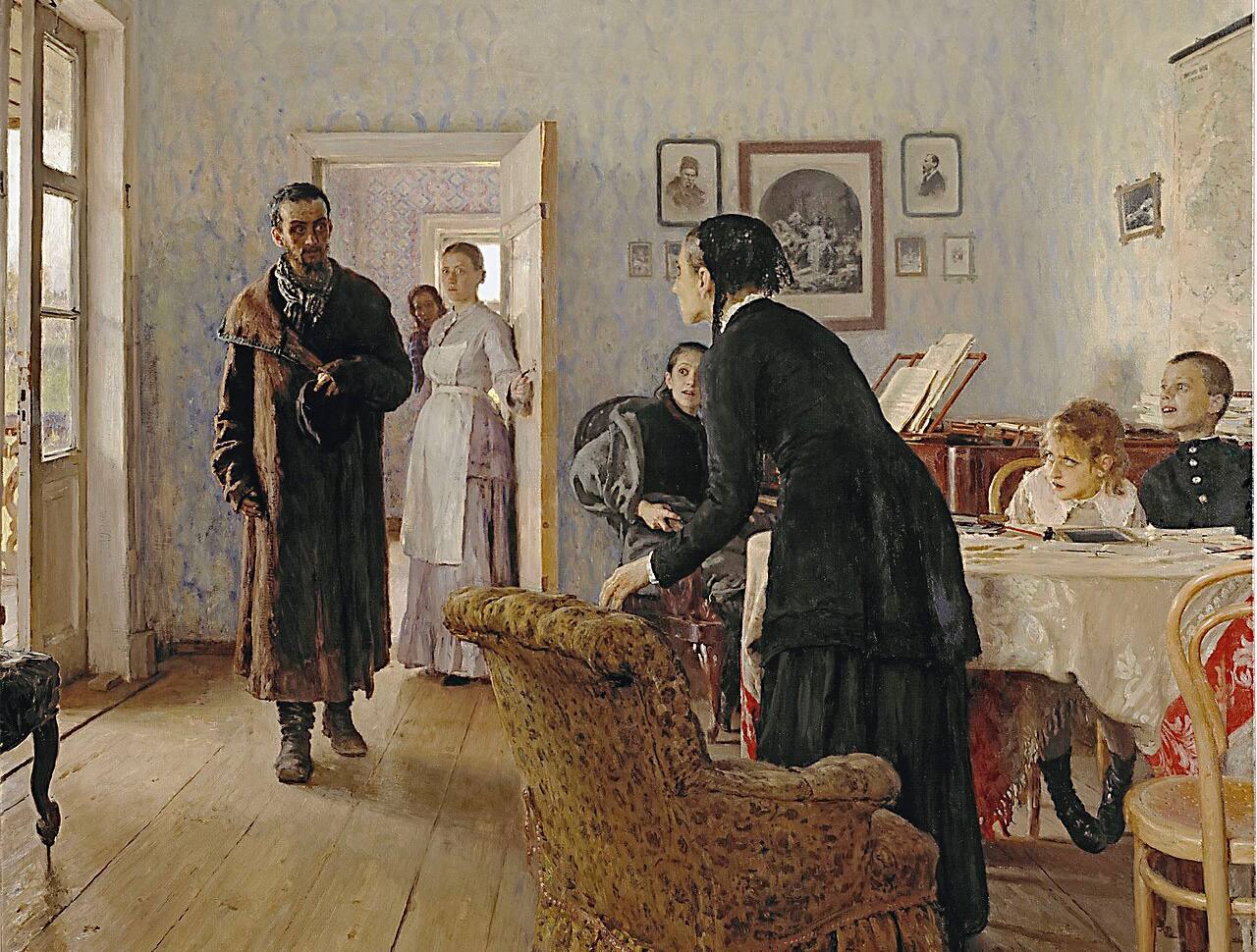 📖 Картина «Не ждали» Ильи Репина
Наполнена большим количеством отсылок и деталей, на которые, чтоб их увидеть, нужно обратить внимание. Например, там есть посмертное изображение Александра II | Сетка — социальная сеть от hh.ru