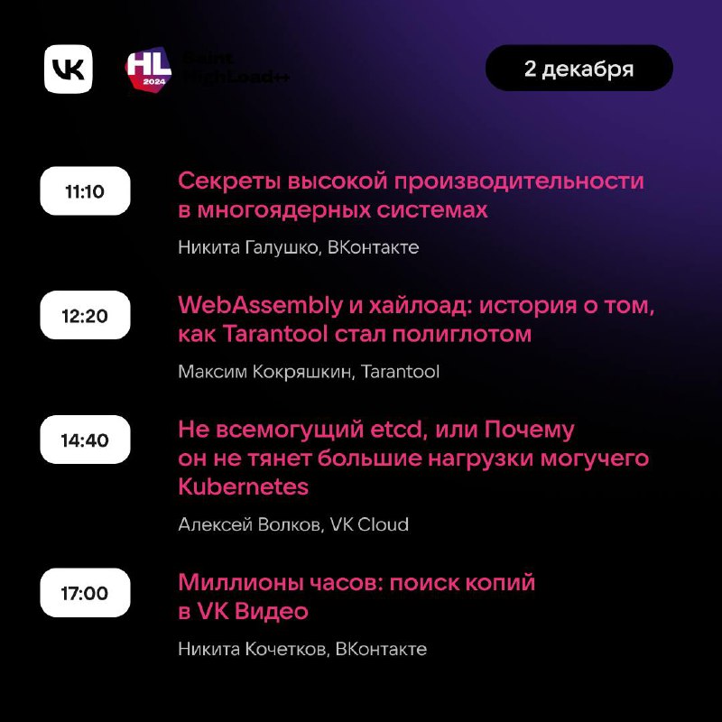 Ничего на свете лучше нету, чем справляться с нагрузкой и давать ответы!
Есть планы на 2 и 3 декабря? А как насчёт прийти на HighLoad?
Встречаемся на крупнейшей профессиональной конференции для разраб... | Сетка — социальная сеть от hh.ru