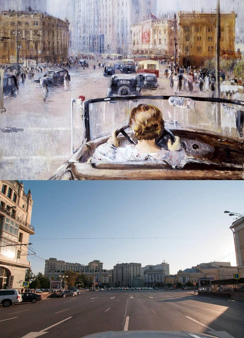 Сверху Москва мечты вождя народов
[картина «Новая Москва», Ю.Пименов, 1937г.]
Снизу Москва нашей с вами мечты
[то же место, 2024г.]
📱 «Инвестиции по-русски | Сетка — социальная сеть от hh.ru