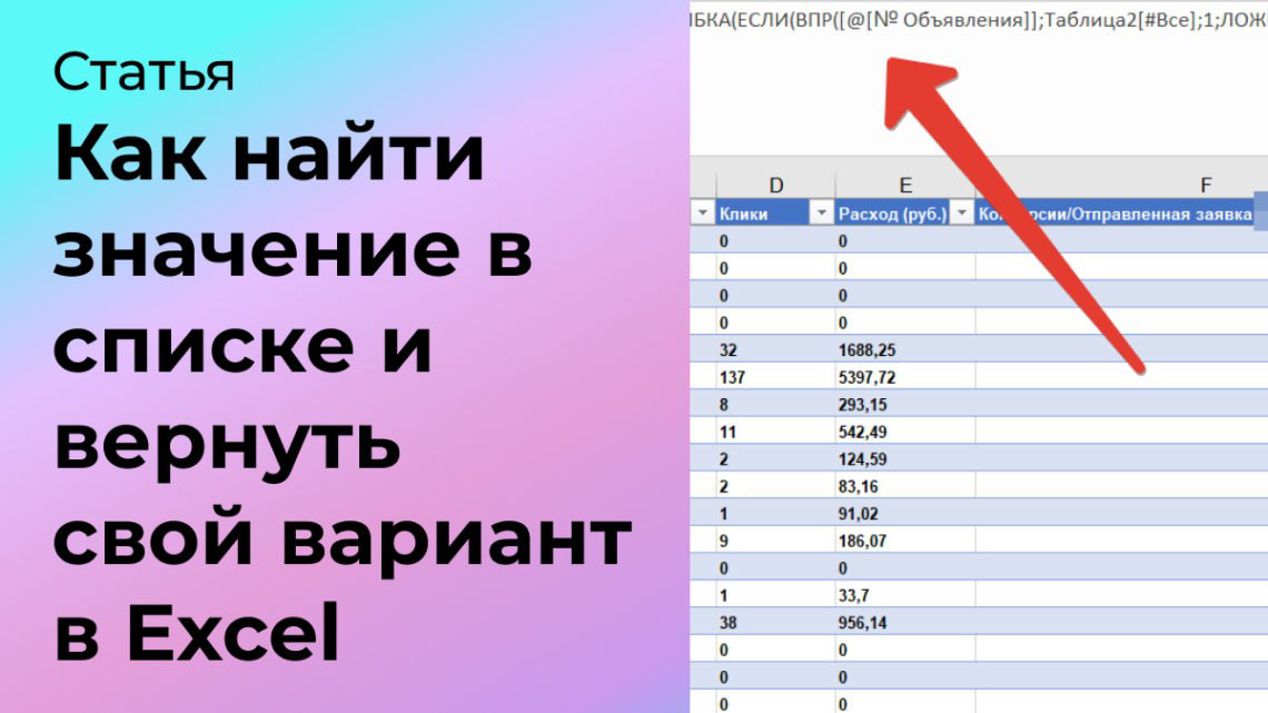 Как найти значение в списке и вернуть свой вариант в Excel | Сетка — социальная сеть от hh.ru
