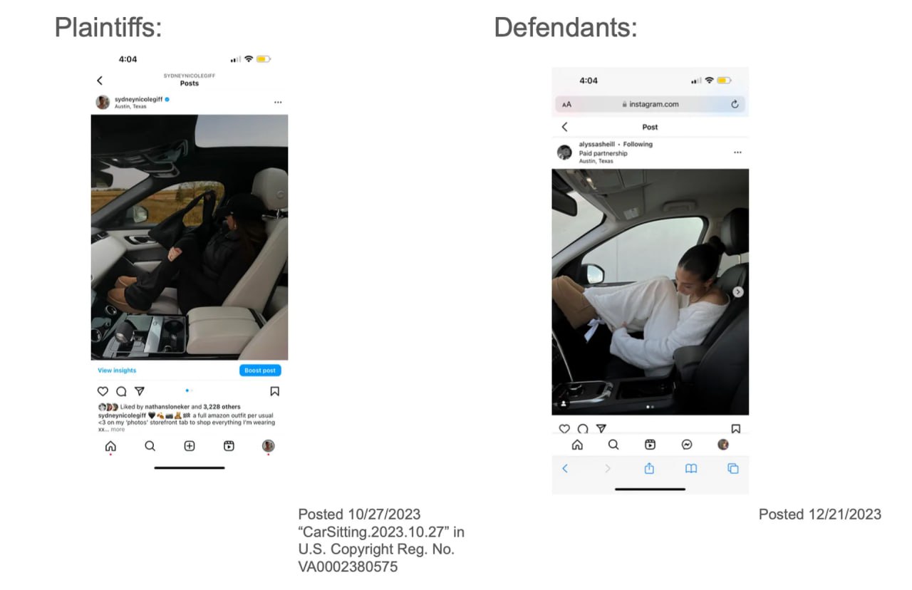 Можно ли скопировать чужой вайб, если он бесхарактерный?
Интересный прецендент намечается. Инфлюэнсерка Сидни Николь Гиффорд подала в суд на Алиссу Шил, другую инфлюэнсерку, и обвинила ее в плагиате | Сетка — социальная сеть от hh.ru