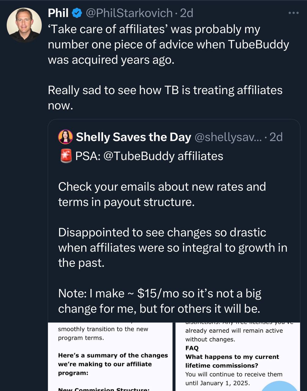 Tubebuddy, известный плагин для ютуберов, конкретно урезает свою партнерскую программу: снижают выплаты до 15%, убирают пожизненное вознаграждение и даже перестают давать партнерам бесплатную подписку | Сетка — социальная сеть от hh.ru