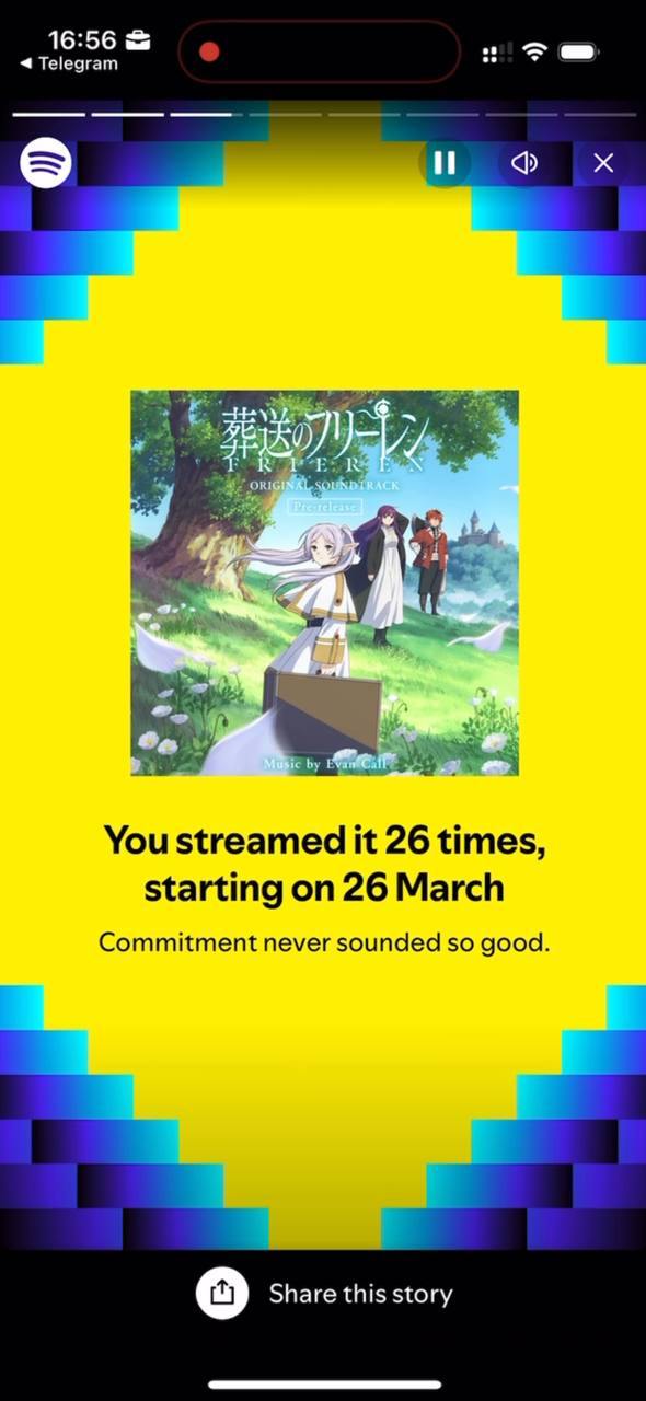А вы знали, что мое любимое аниме — «Фрирен»? Нет? А вот Spotify явно в курсе.
P.S. Я просто люблю работать под инструментальную музыку, отсюда в топе и toe, и Evan Call | Сетка — социальная сеть от hh.ru