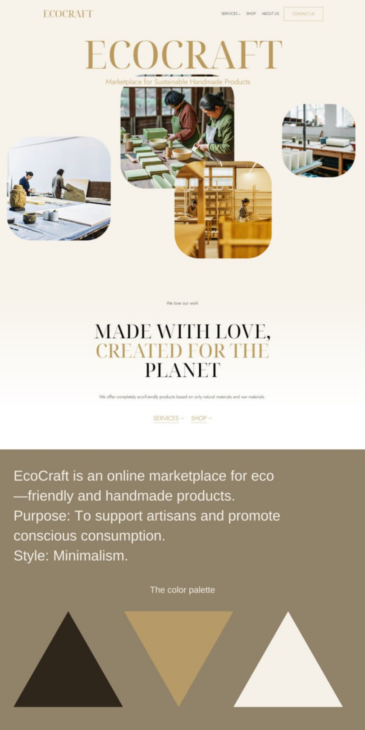 EcoCraft - онлайн - маркетплейс экологичных изделий ручной работы.
Цель: поддержка ремесленников и продвижение осознанного потребления.
Стиль: минимализм. | Сетка — социальная сеть от hh.ru