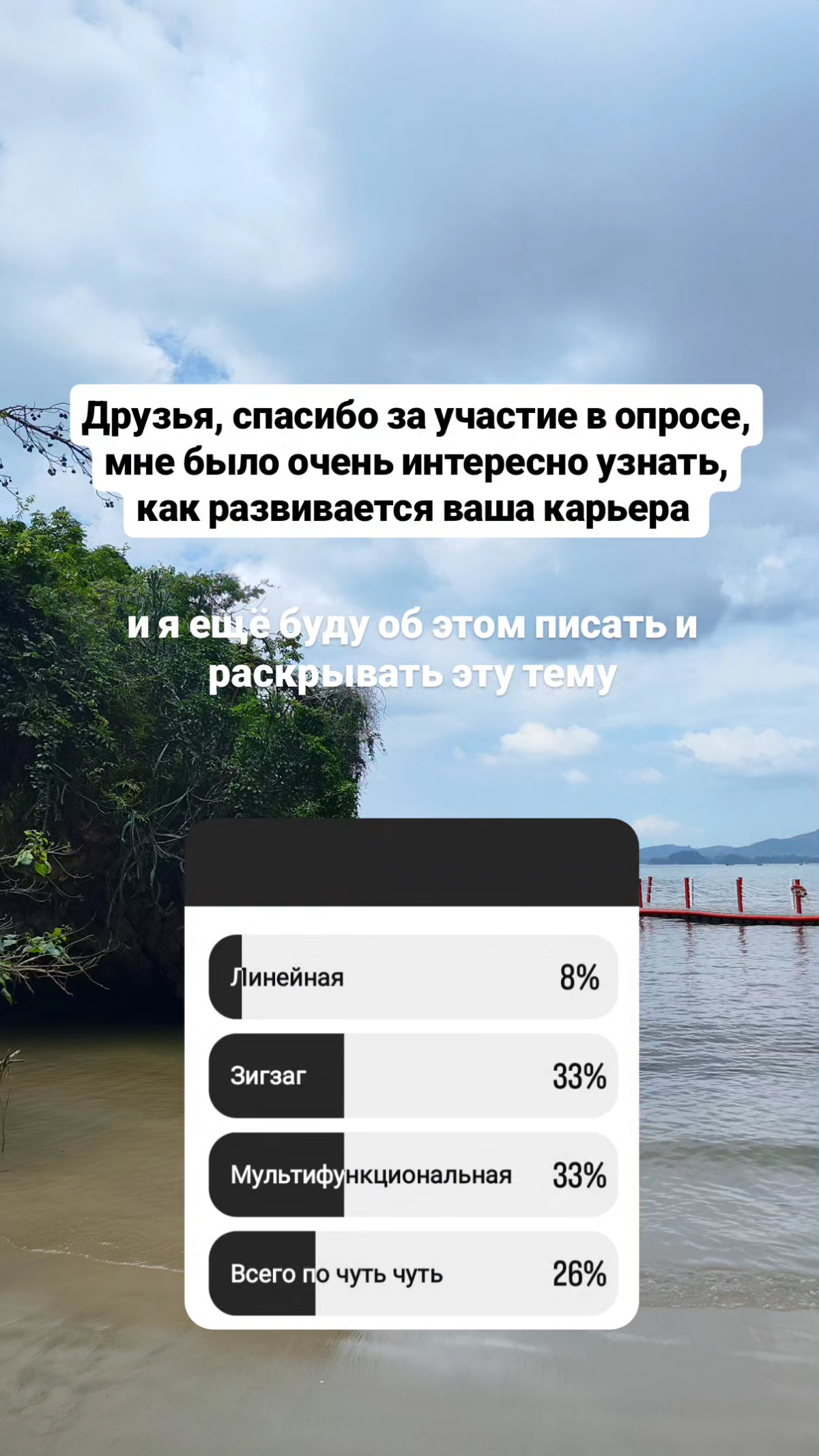 Недавно ребята поучаствовали в опросе "Как развивается ваша карьера", спасибо им за это 😌
Как видите, профессиональная реализация бывает разной | Сетка — социальная сеть от hh.ru