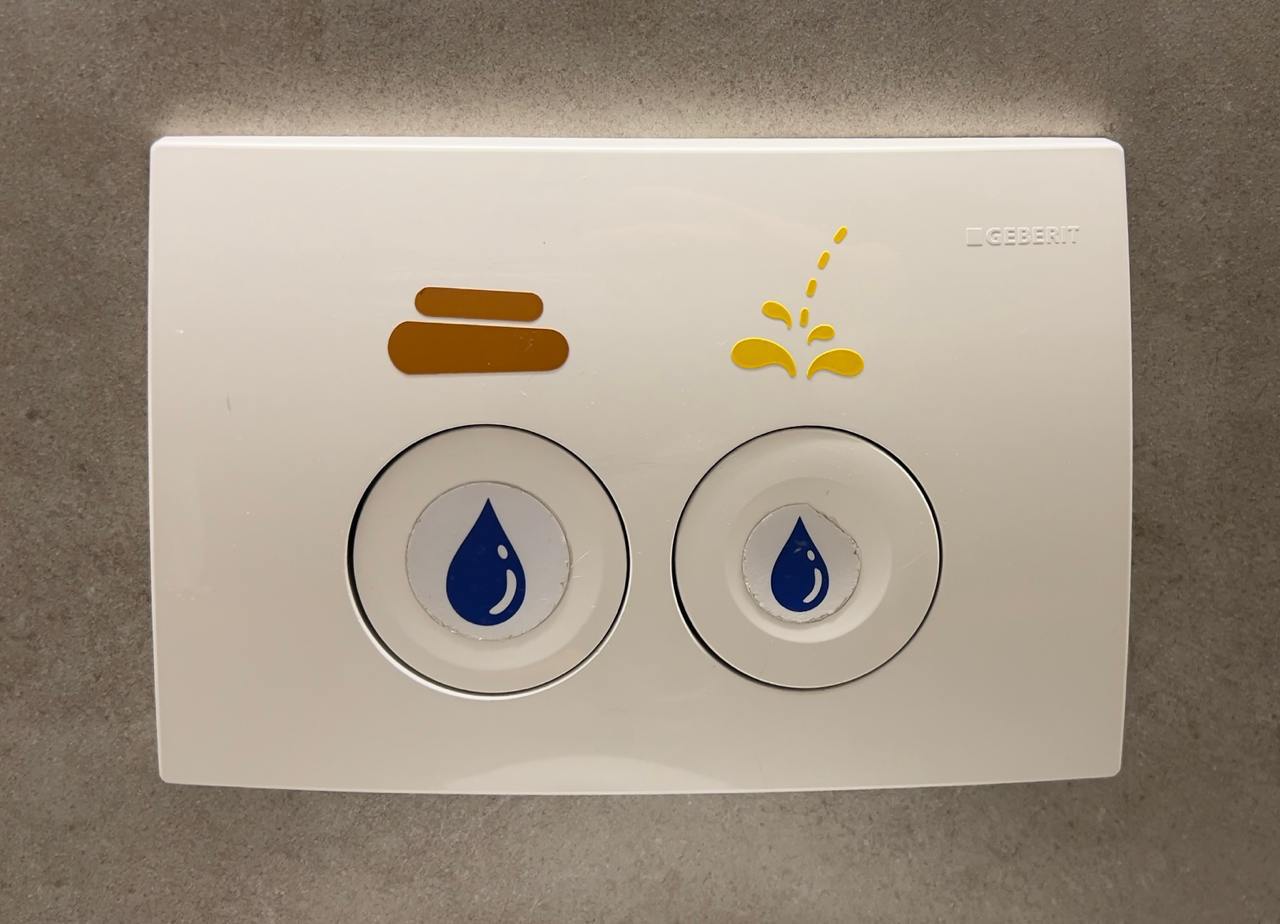 Маленький большой
Те, кто меня знает или бывал на моих лекциях, наверняка слышали мою любимую загадку про кнопки смыва.
И вот на днях у меня появился пример самого понятного решения — прямо из Кореи | Сетка — социальная сеть от hh.ru