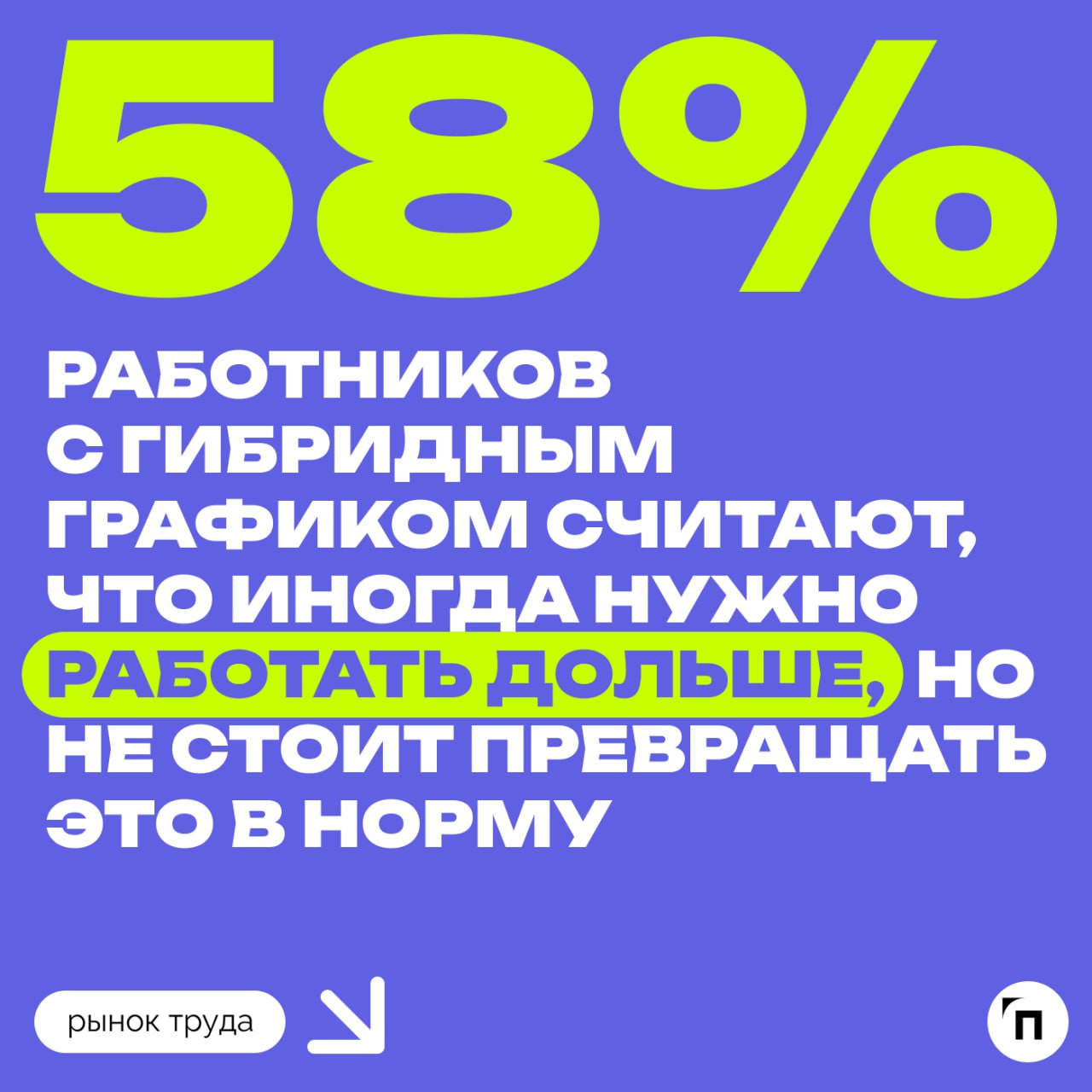 🐌 Как россияне относятся к переработкам
Против сверхурочных чаще те, кто ходит на работу каждый день | Сетка — социальная сеть от hh.ru