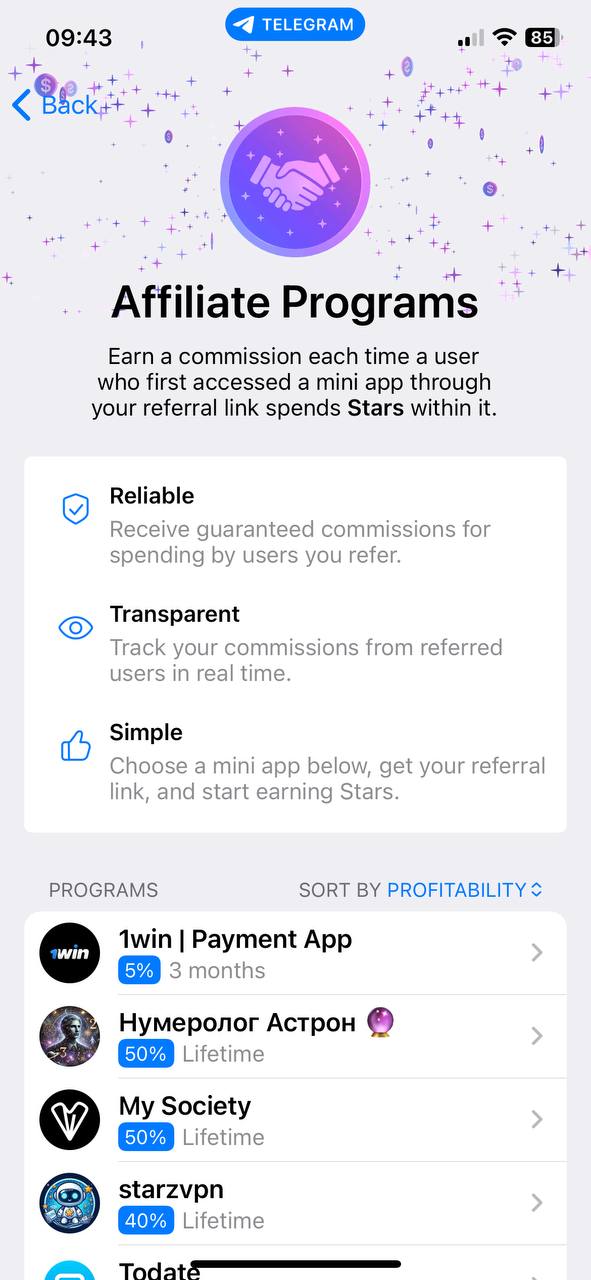 Про аффилиатку в Telegram
Тут Telegram запустил партнерские программы для каналов. Теперь можно размещать у себя в канале ссылки на партнеров и получать часть их дохода | Сетка — социальная сеть от hh.ru