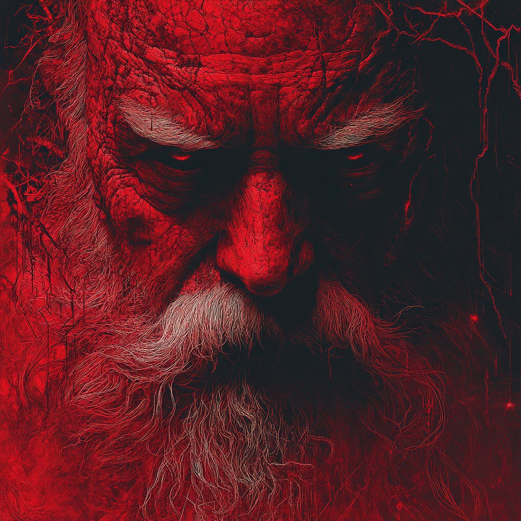 ✅Атмосферный Gustave Doré✅
Prompt: An extreme close-up face of Santa Clause composed of intricate lines and designs, rendered in red ink with a dark fantasy style inspired by the tenebrism of Gustave ... | Сетка — социальная сеть от hh.ru