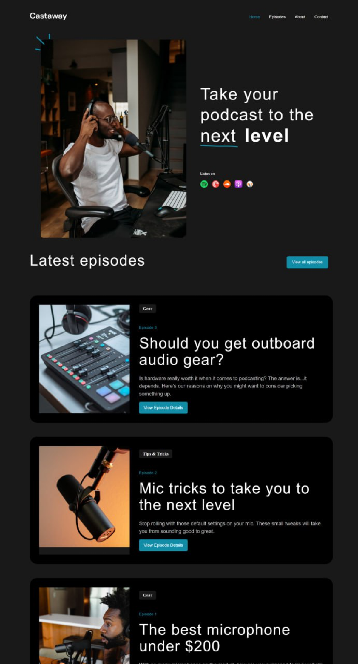 Верстка лендинга для студии звукозаписи | Сетка — социальная сеть от hh.ru