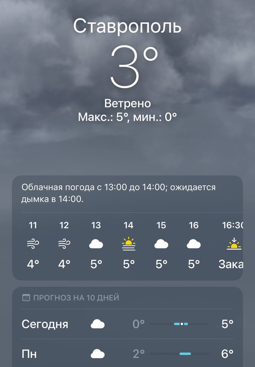 Погода на сегодня в Ставрополе
@stavropolyevibe | Сетка — социальная сеть от hh.ru