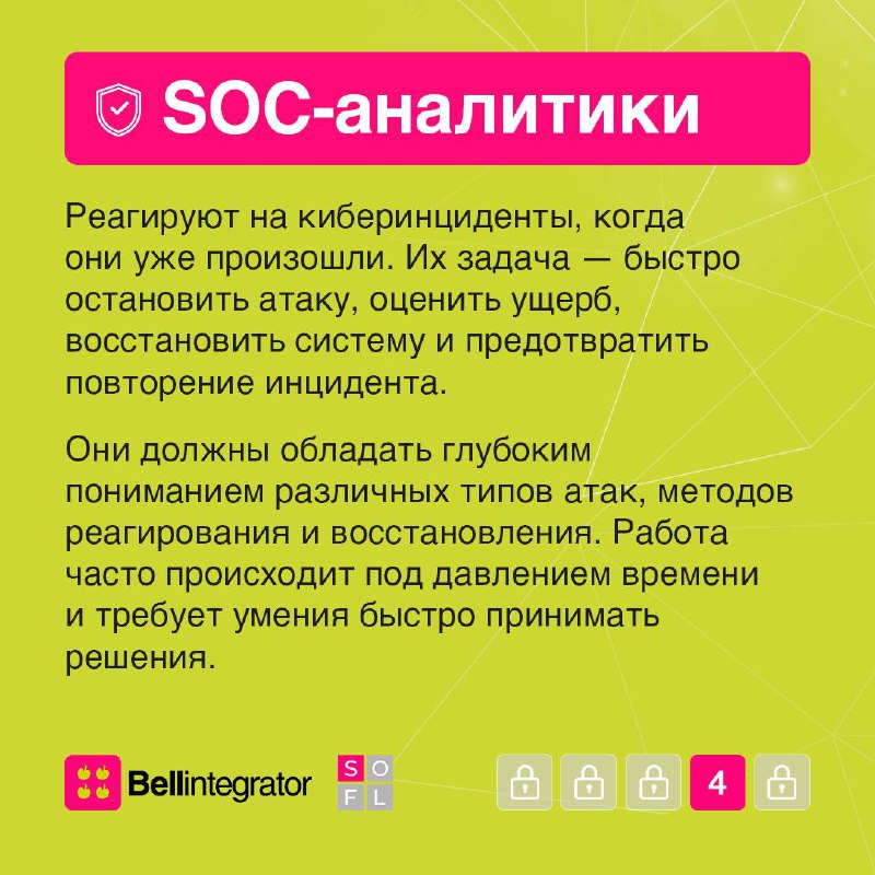 Кибербезопасность — одна из самых быстрорастущих и востребованных областей IT ⚡️
В карточках рассказываем о четырех ключевых профессиях, их обязанностях и необходимых навыках | Сетка — социальная сеть от hh.ru
