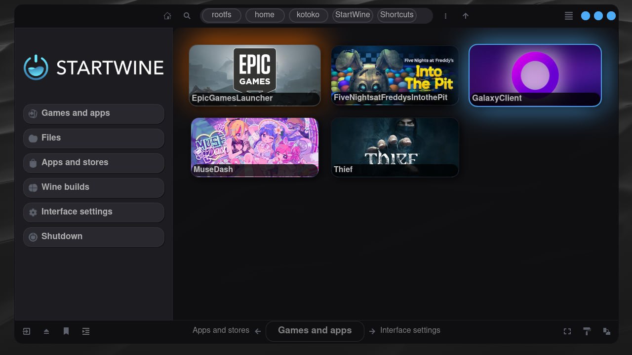 StartWine is a launcher that allows you to quickly and easily launch Windows applications on Linux operating systems
https://github.com/RusNor/StartWine-Launcher | Сетка — социальная сеть от hh.ru