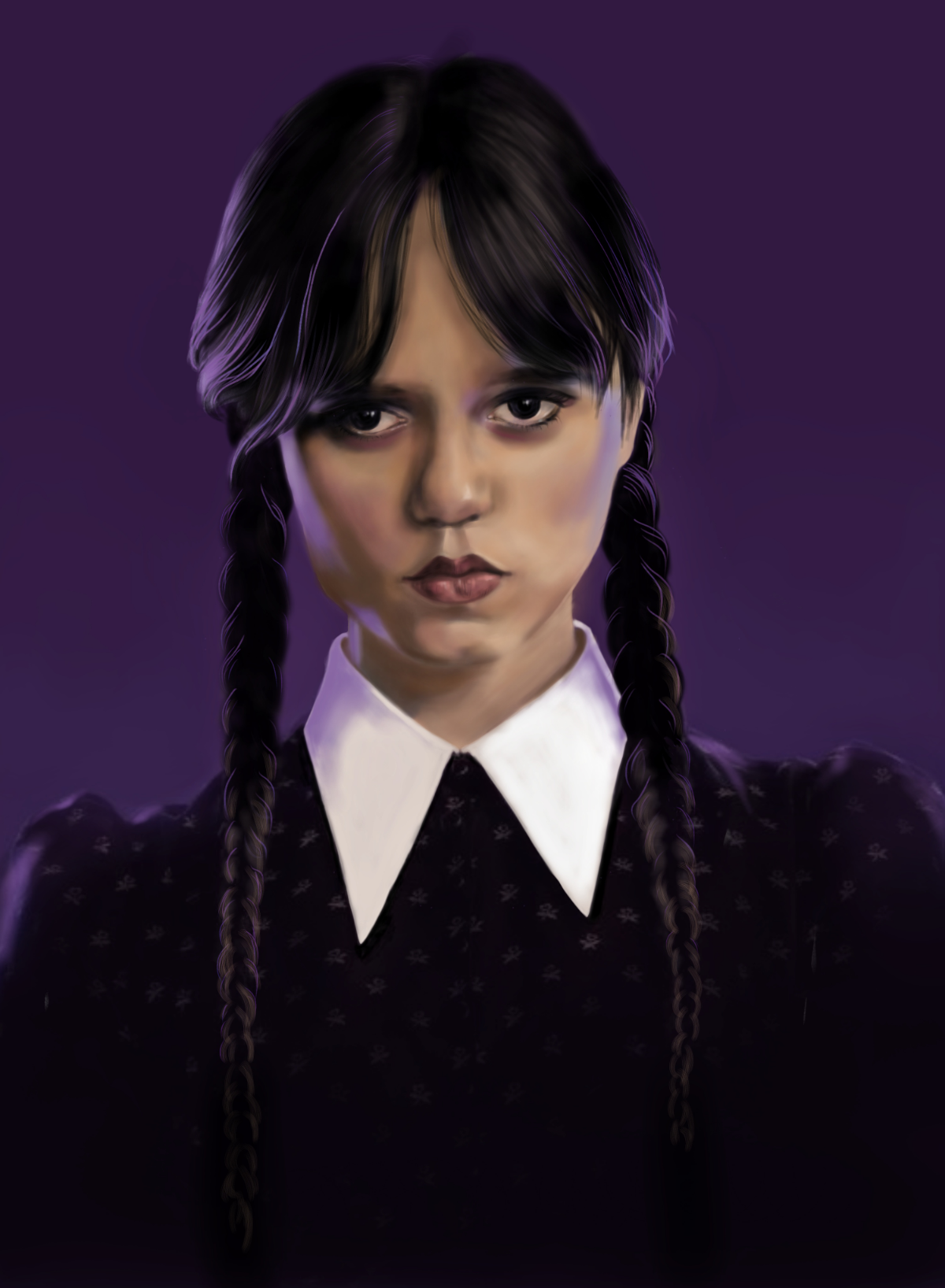 Некогда популярный сериал с семейкой Адамс! 🖤
Моя вторая работа на графическом планшете (ну примерно)
До сих пор привыкаю к кистям. Не всегда понятен алгоритм действий, чтобы ненапортачить | Сетка — социальная сеть от hh.ru