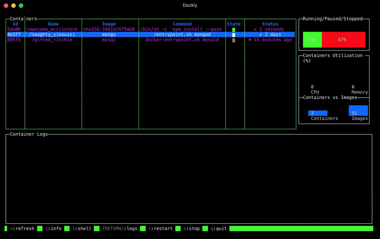 Immersive terminal interface for managing docker containers and services
https://github.com/lirantal/dockly | Сетка — социальная сеть от hh.ru
