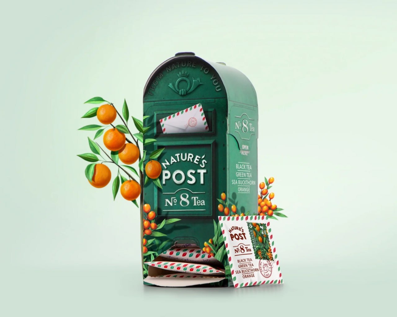 Вам письмо: упаковка чая Nature’s PostКоробки в виде деревенских почтовых ящиков и чайные пакетики, напоминающие конверты со штампом и маркой, воплощают идею натуральности чая | Сетка — социальная сеть от hh.ru