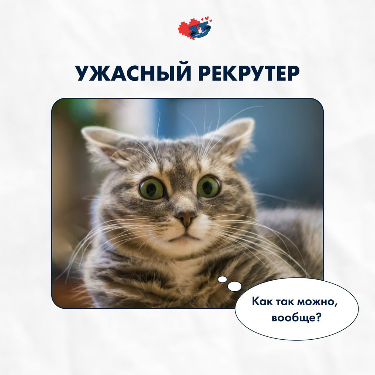 УЖАСНЫЙ РЕКРУТЕР 😐
«Привет! Можешь поделиться пожалуйста. Разбавлю ваши посты про неадекватных кандидатов своим «классным» HR-ом.
Сейчас нахожусь в поисках нового места работы | Сетка — социальная сеть от hh.ru