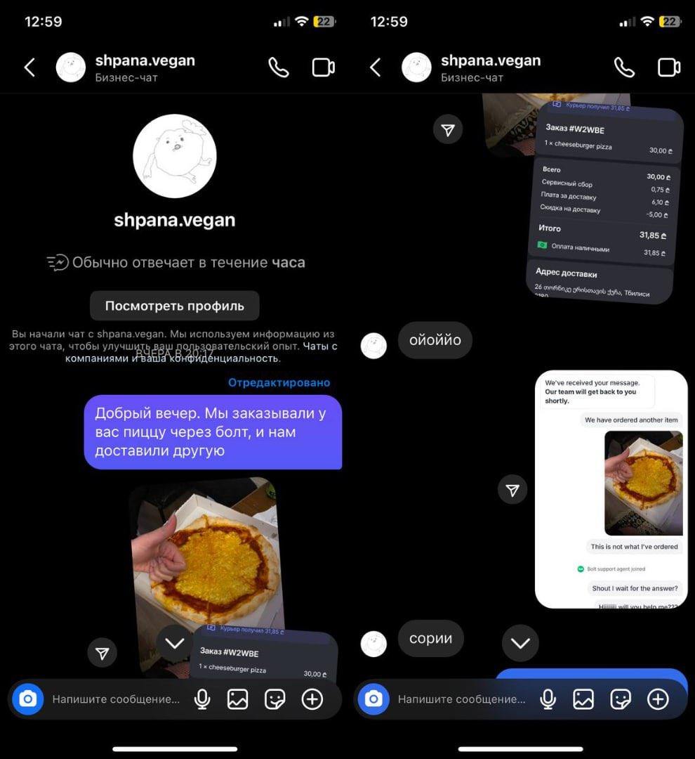 Когда у меня попросят пример неправильной коммуникации и тональности общения в решении клиентской проблемы, я покажу эти скриншоты 
Абсолютно фантастически легендарное левое веган-фрик-кафе из Тбилиси... | Сетка — социальная сеть от hh.ru