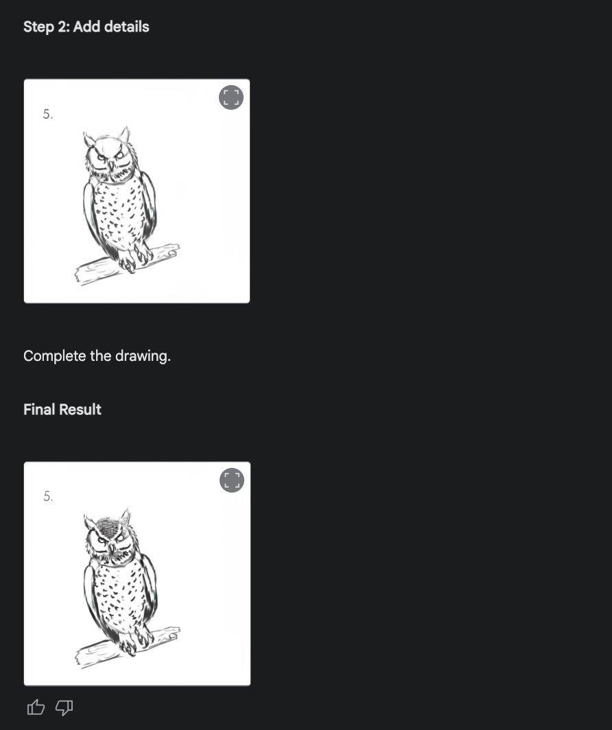 Помните был такой мем как нарисовать сову?)
ИИ помогут вам с недостающими шагами.
Новая версия Gemini теперь способна самостоятельно создавать изображения, не прибегая к сторонним инструментам | Сетка — социальная сеть от hh.ru