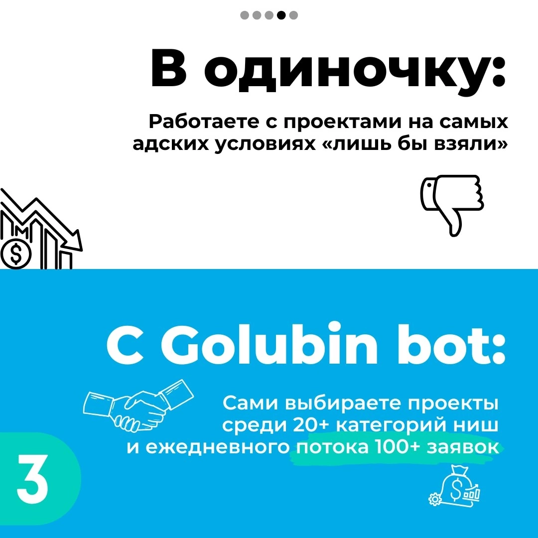 Дарим 3 дня пробного периода Golubin bot!
Хватит тратить часы на поиски клиентов в сотнях чатов❗️
Golubin bot собирает все актуальные заказы для фрилансеров в одном месте и отправляет их вам первым | Сетка — социальная сеть от hh.ru