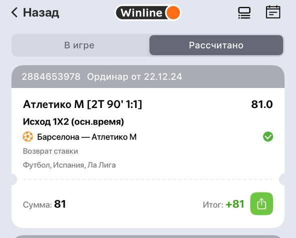 🤯 Winline массово заскамил клиентов на топ-матче!
В конце встречи «Барса» — «Атлетико» БК дала кэф 81.0 на П2 при счете 1:1 | Сетка — социальная сеть от hh.ru