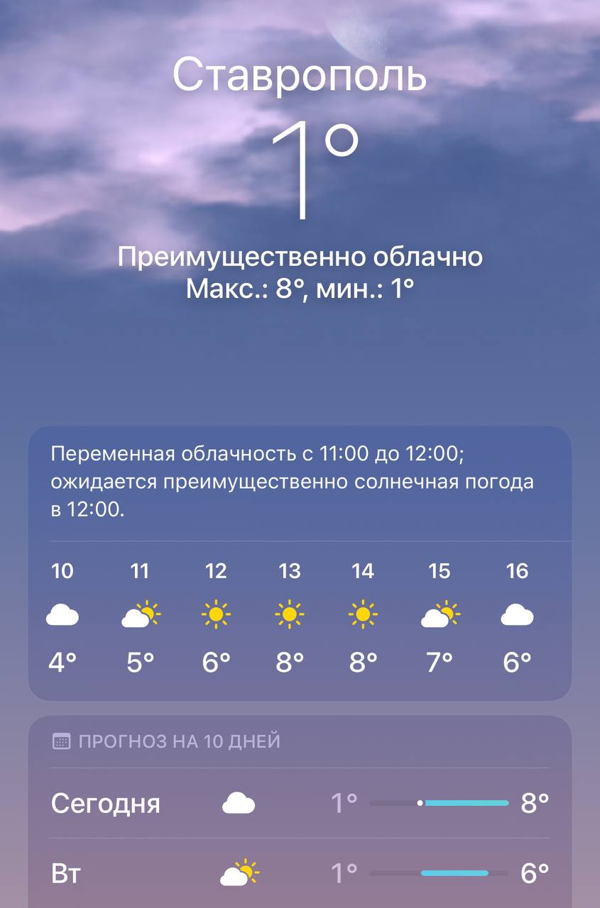 Погода на сегодня в Ставрополе
@stavropolyevibe | Сетка — социальная сеть от hh.ru