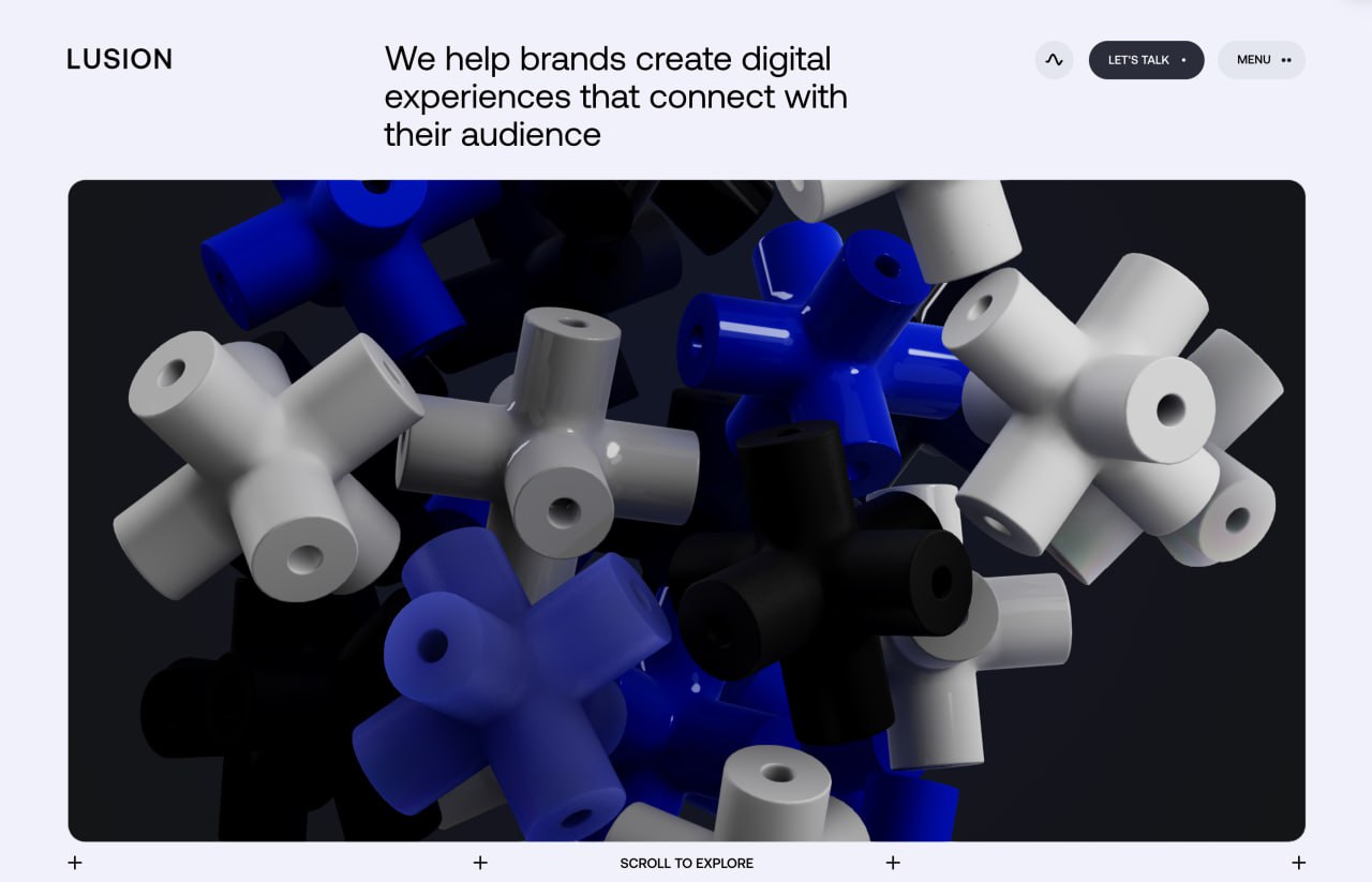 Сайт цифровой студии Lusion, которая помогает брендам создавать визуально привлекательные дизайны и интерактивные опыты.
Возможен передоз красивой 3в графики 👀 | Сетка — социальная сеть от hh.ru