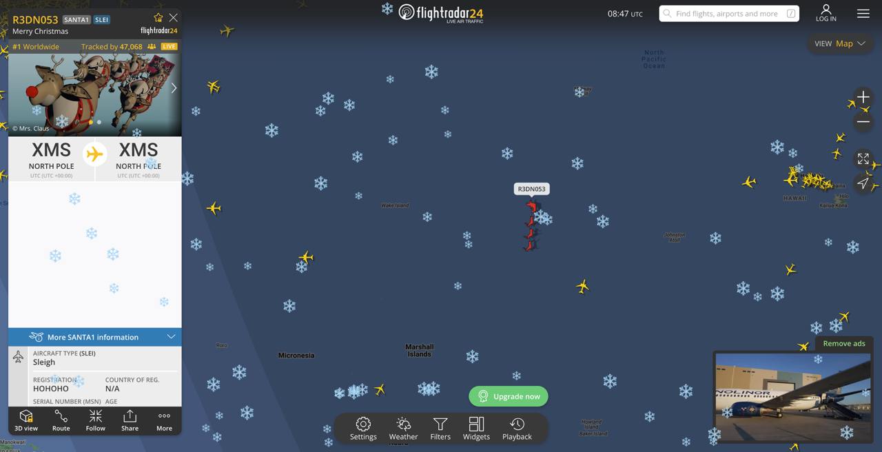 🦌 Многие, вероятно, уже в курсе, а я вот только сегодня узнал, что сервис Flightradar24 ежегодно 24 декабря отображает на карте "рейс"-упряжку Санта-Клауса | Сетка — социальная сеть от hh.ru