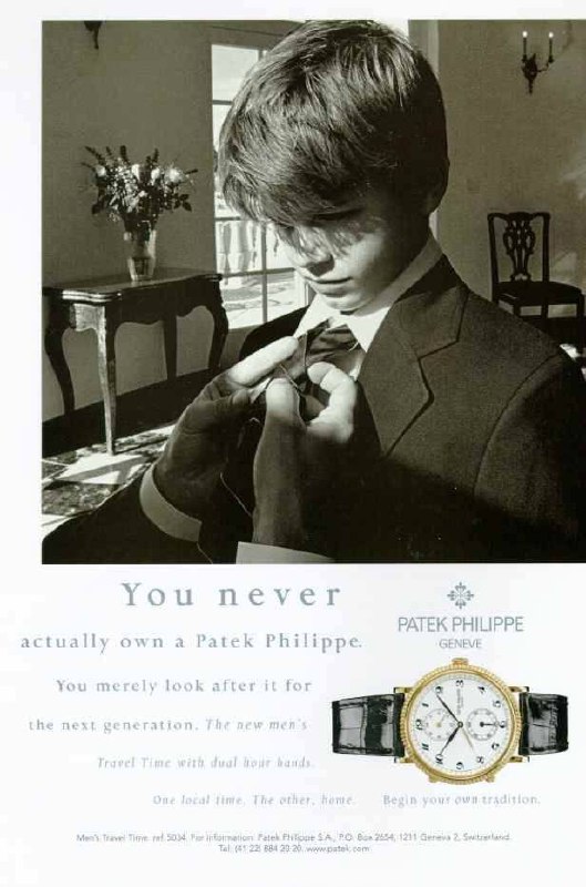 На самом деле, ты никогда не владел «Patek Philippe», а ты просто присматриваешь за ним, чтобы передать следующему поколениюОчередное доказательство, что люкс продают не количеством бриллиантов, а эмо... | Сетка — социальная сеть от hh.ru