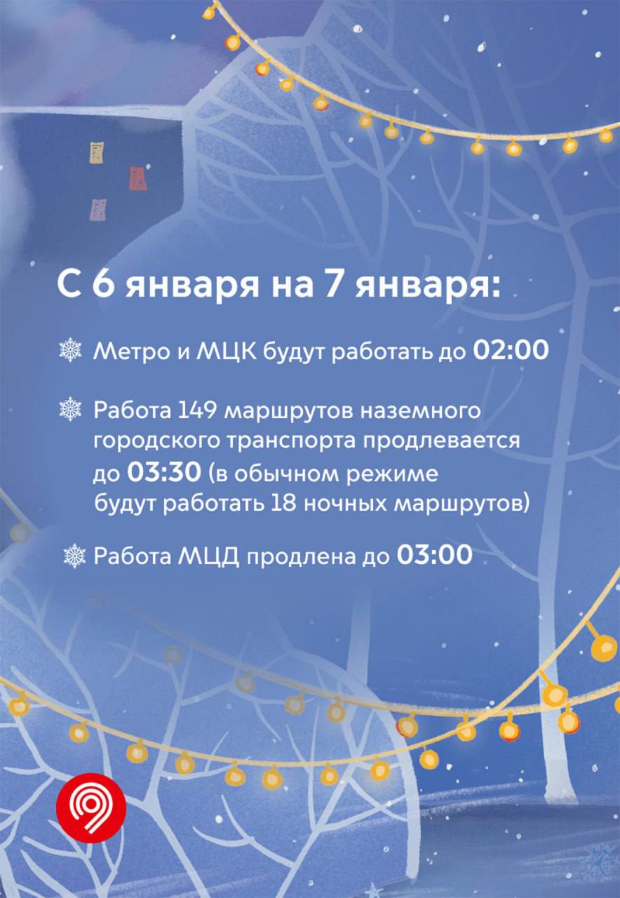 🚇 Бесплатный проезд на метро, МЦК и наземном транспорте будет в новогоднюю ночь в Москве с 20:00 до 6:00
С 30 декабря по 8 января парковка на улицах Москвы будет бесплатная,кроме парковок со шлагбаумо... | Сетка — социальная сеть от hh.ru