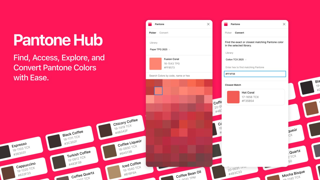 Pantone Hub — простой плагин для Figma, в котором вы можете подобрать для себя цвета Pantone. | Сетка — социальная сеть от hh.ru