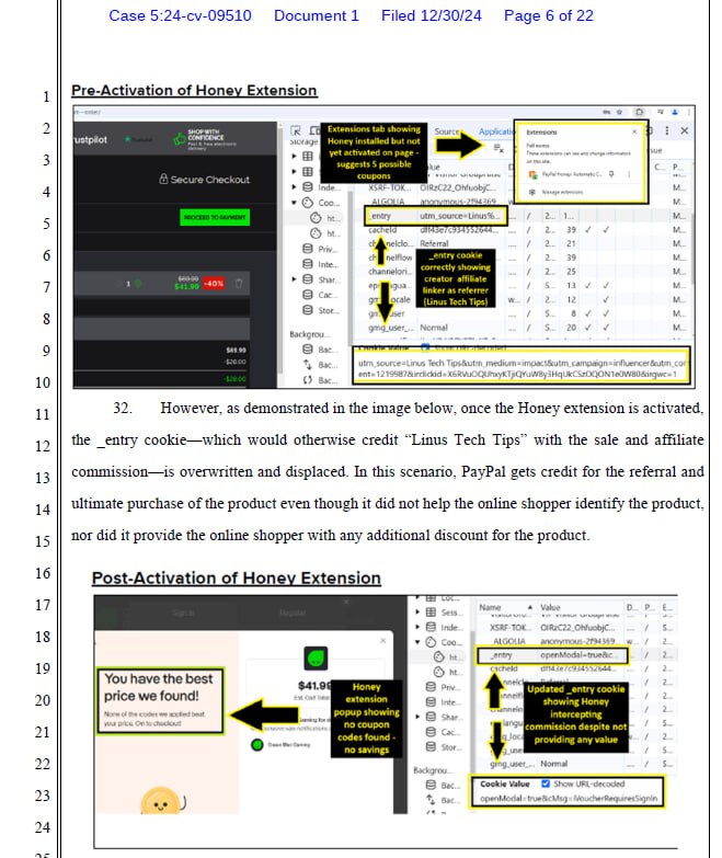 Несколько ютуберов подали два коллективных иска против купонного плагина Honey (один и второй). Ответчиком выступит PayPal | Сетка — социальная сеть от hh.ru