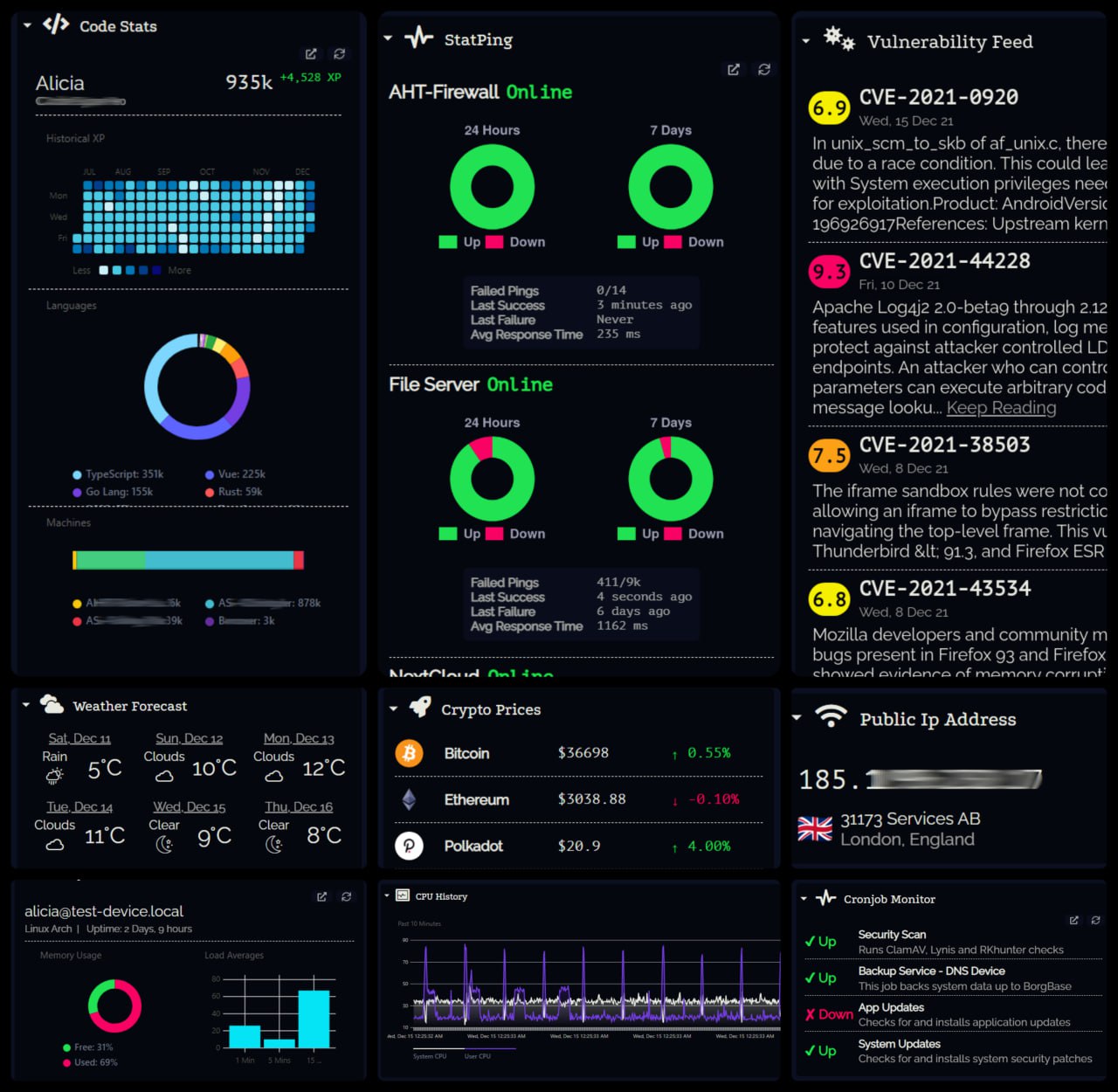 A self-hostable personal dashboard built for you. Includes status-checking, widgets, themes, icon packs, a UI editor and tons more!
https://github.com/Lissy93/dashy | Сетка — социальная сеть от hh.ru