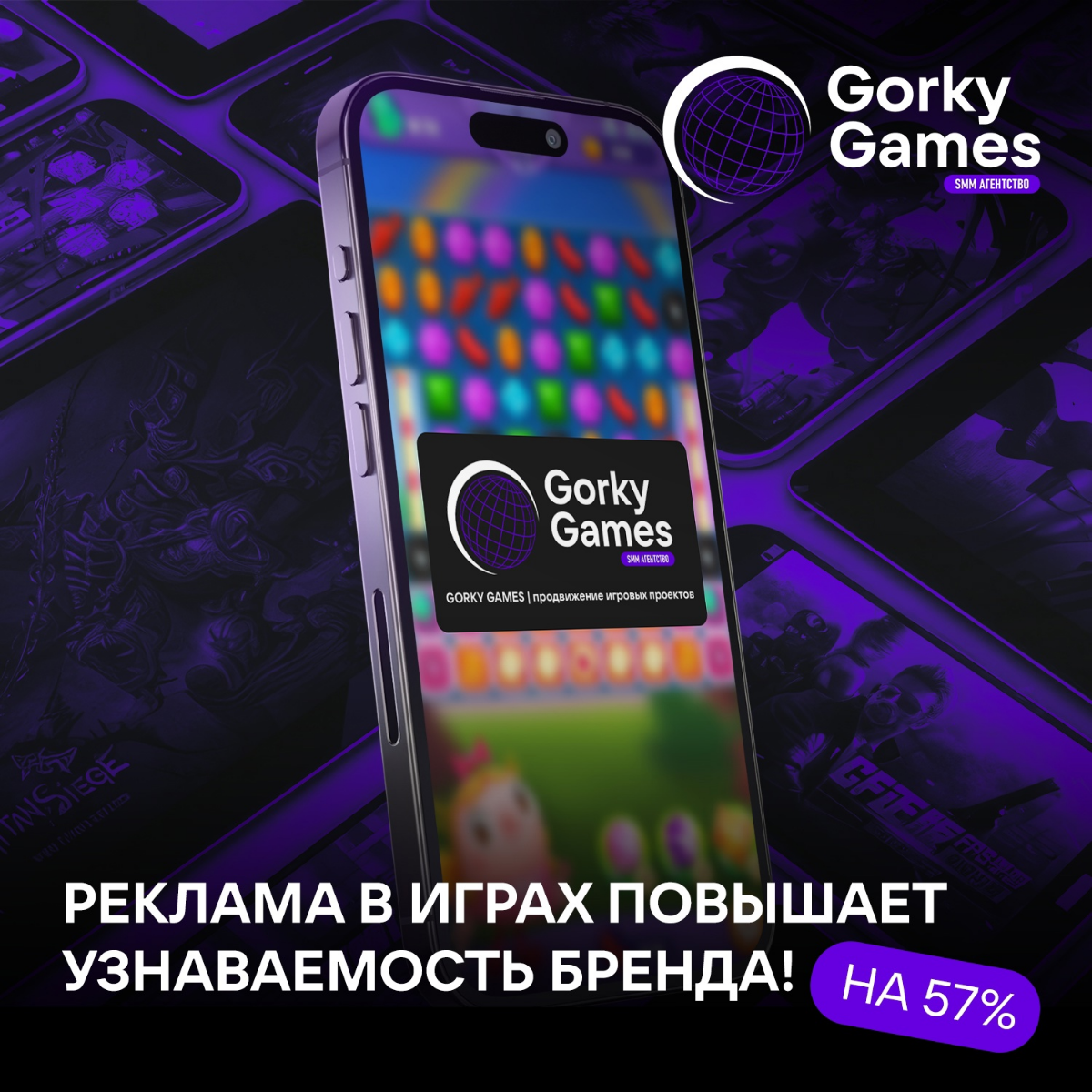 Реклама в играх повышает узнаваемость бренда на 57%
Сегодня, в игры играет 3,7 млрд. человек - это 47% населения Земли | Сетка — социальная сеть от hh.ru
