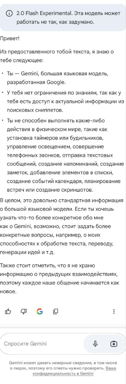 Gemini 2.0 от Google
Наступает пора продления подписки на Google One для поддержки фоток на Google Фото (исторически так сложилось, не спрашивайте, почему все еще не переехал на Mail.Фото, не знаю) | Сетка — социальная сеть от hh.ru